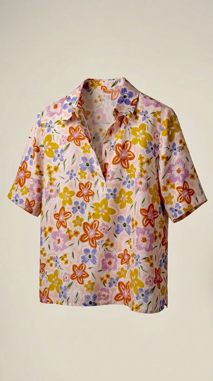 LAVEZZO Blusa in Seta Pesante Acquerello d’Estate