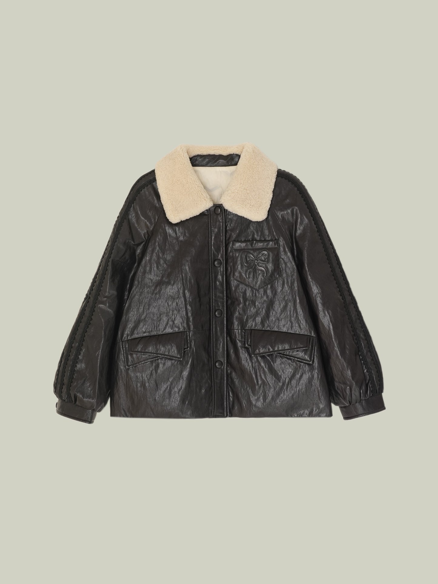 Piumino ecopelle cerata e shearling toscana