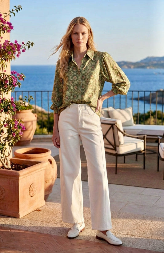 Camicia corta LAVEZZO con maniche stile palazzo vintage