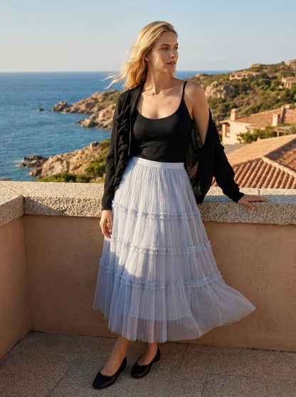 Scialle in Maglia Leggera con Rosa
