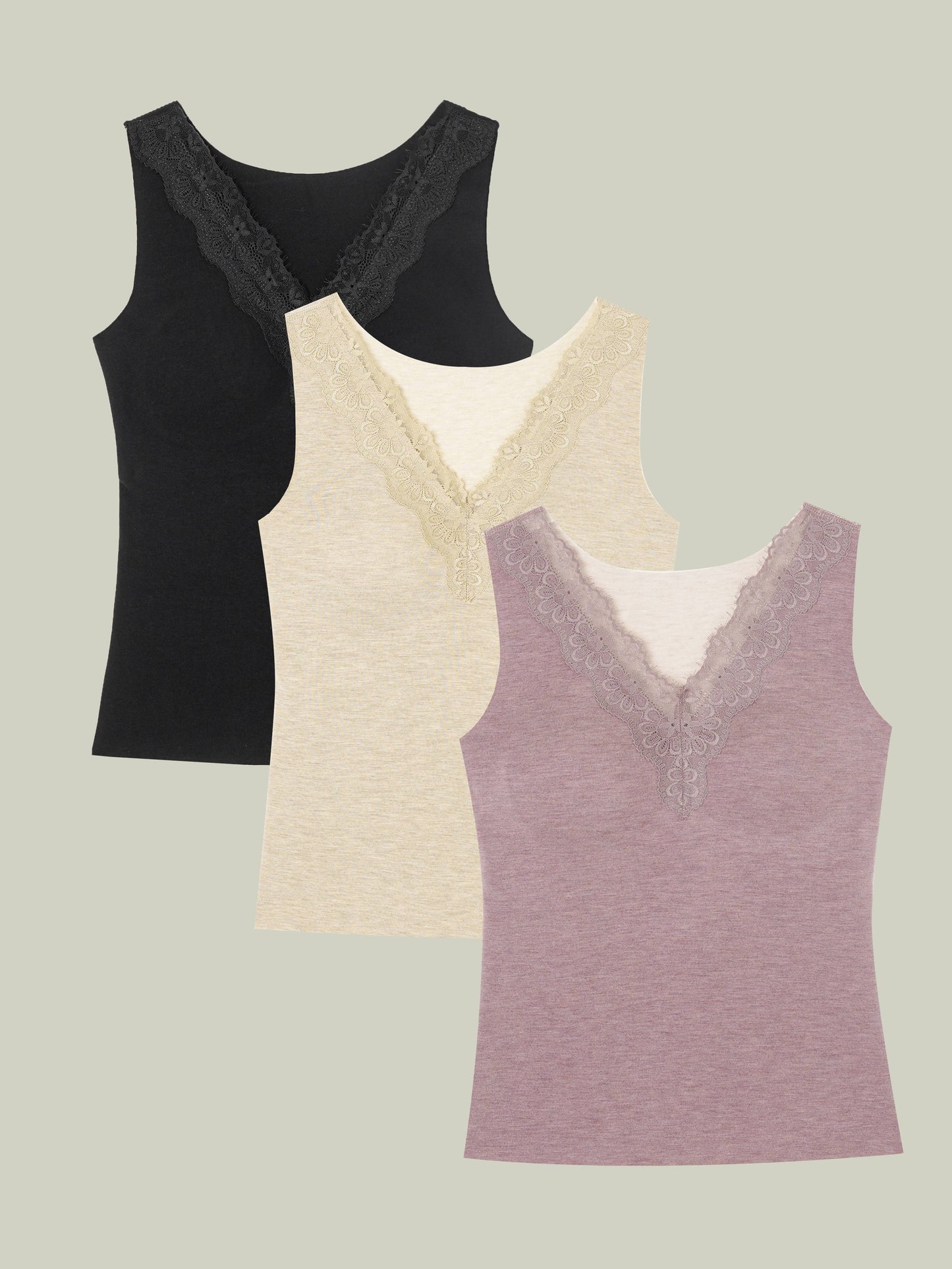 Canottiera termica in pizzo v-neck