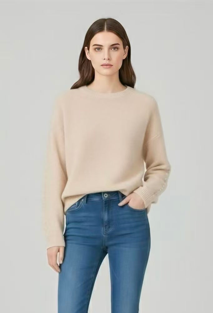  Cashmere sweater with pearl embellishment