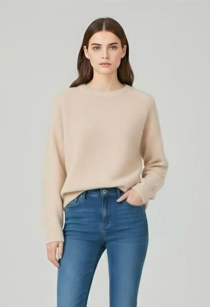  Cashmere sweater with pearl embellishment