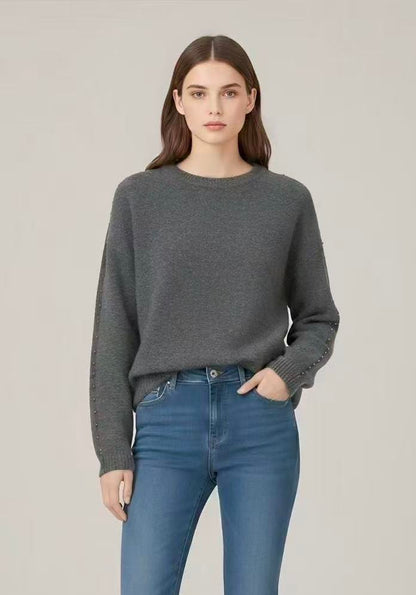  Cashmere sweater with pearl embellishment