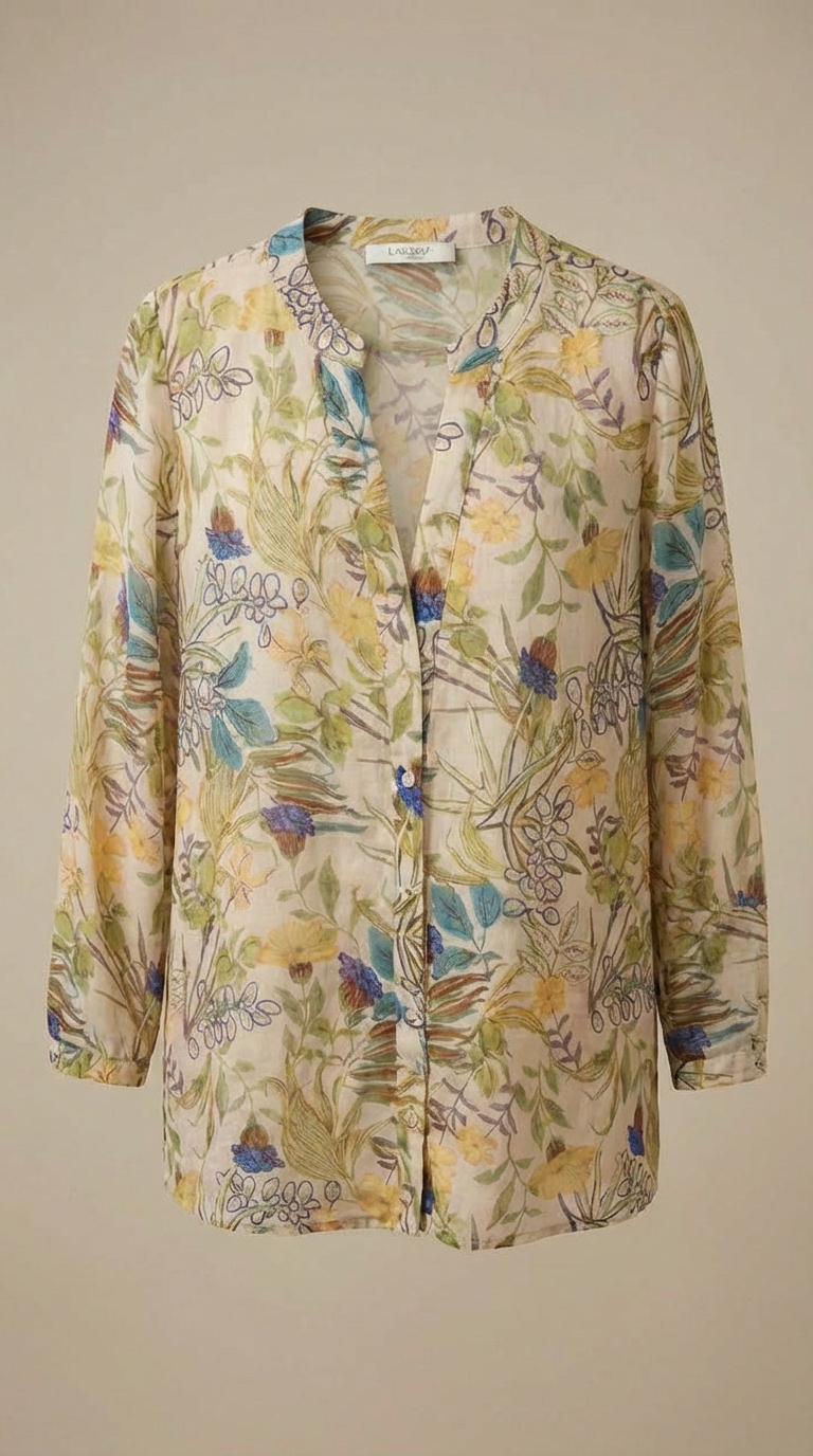 LAVEZZO Camicia 3/4 in lyocell e lino 'Giardino Romano'