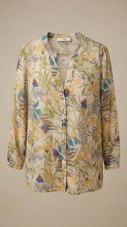 LAVEZZO Camicia 3/4 in lyocell e lino 'Giardino Romano'