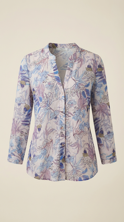 LAVEZZO Camicia 3/4 in lyocell e lino 'Giardino Romano'