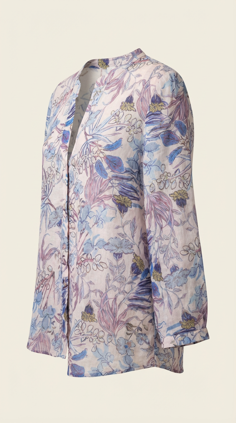 LAVEZZO Camicia 3/4 in lyocell e lino 'Giardino Romano'