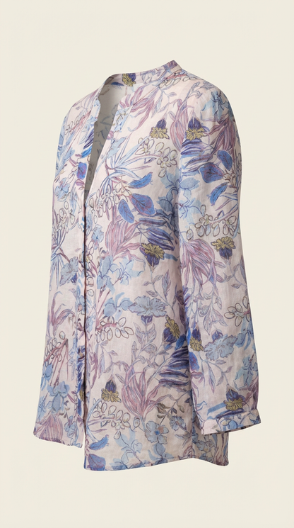 LAVEZZO Camicia 3/4 in lyocell e lino 'Giardino Romano'
