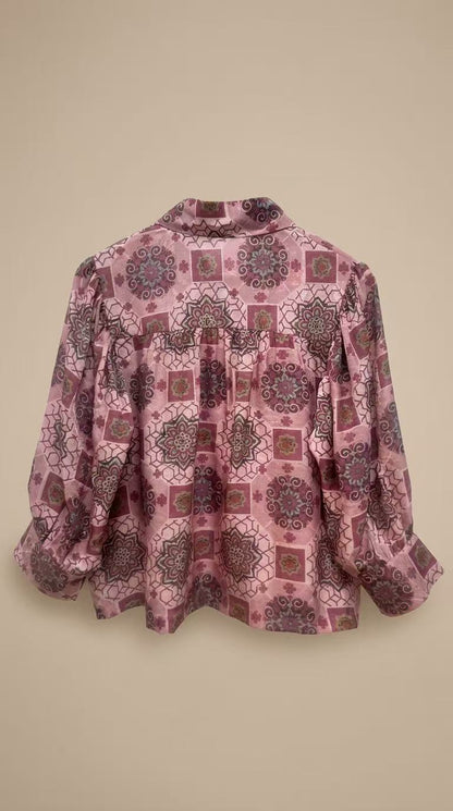 LAVEZZO Camicia Jacquard Rosa Manica 3/4