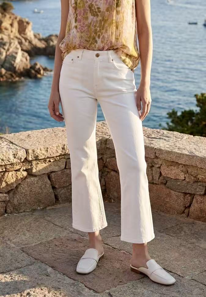 LAVEZZO Jeans bianchi cropped svasati