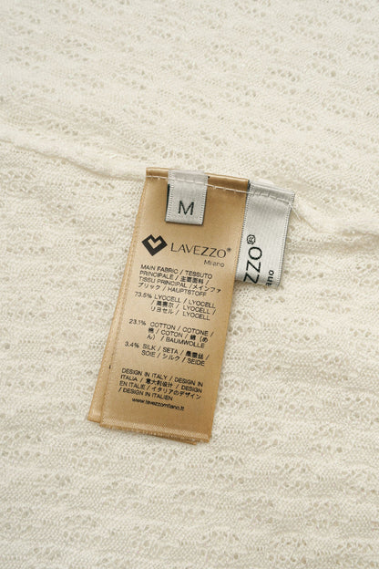 LAVEZZO Top in maglia traforata con micro-luce e manica a cappuccio
