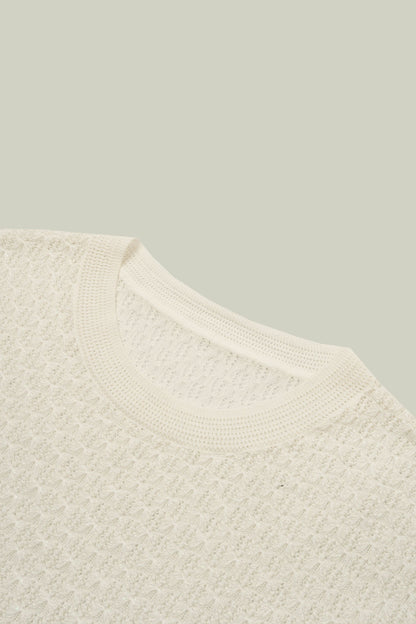 LAVEZZO Top in maglia traforata con micro-luce e manica a cappuccio