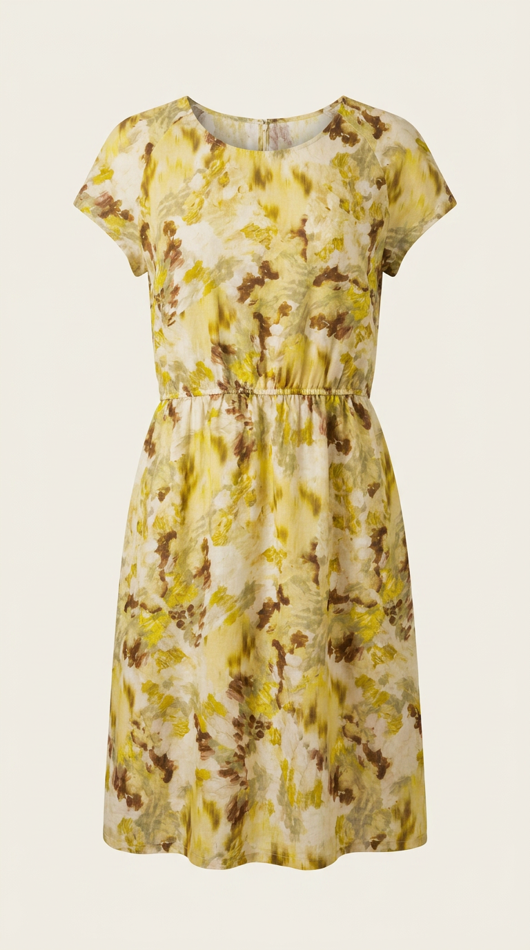 LAVEZZO Silk Dress with Abstract Green Diffusion