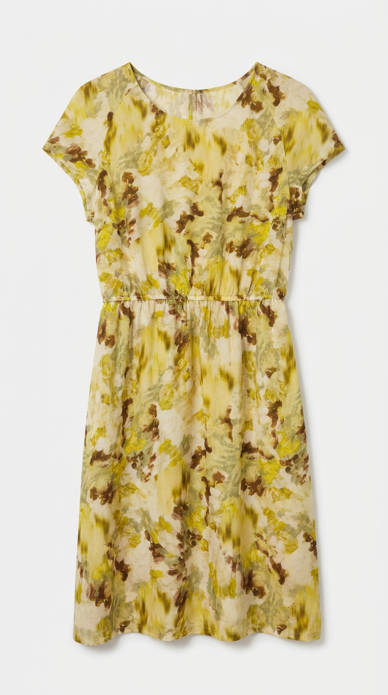 LAVEZZO Silk Dress with Abstract Green Diffusion
