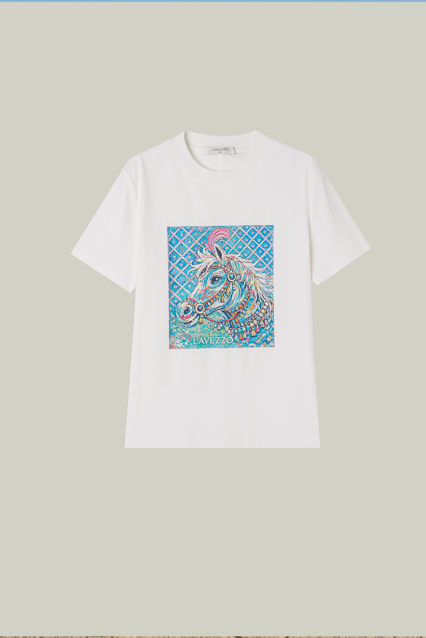 T-shirt in cotone mercerizzato con cavallo acquerello Sardegna