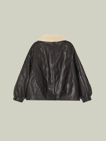 Piumino ecopelle cerata e shearling toscana