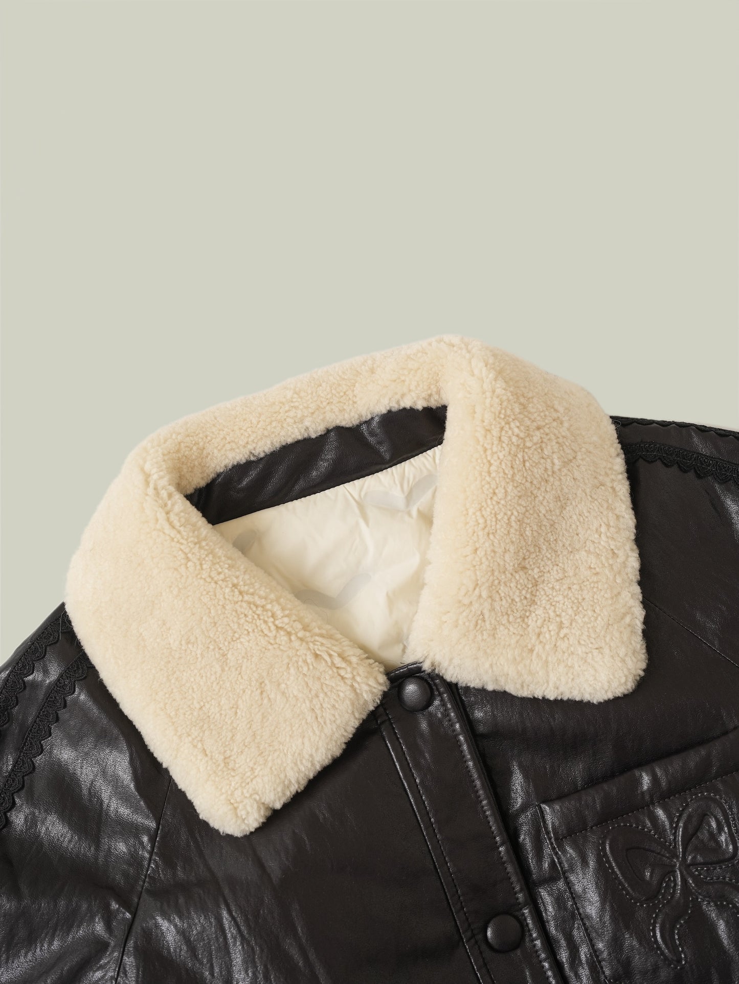 Piumino ecopelle cerata e shearling toscana