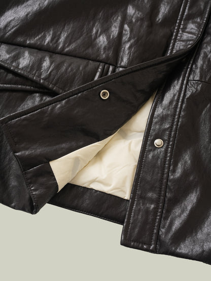 Piumino ecopelle cerata e shearling toscana