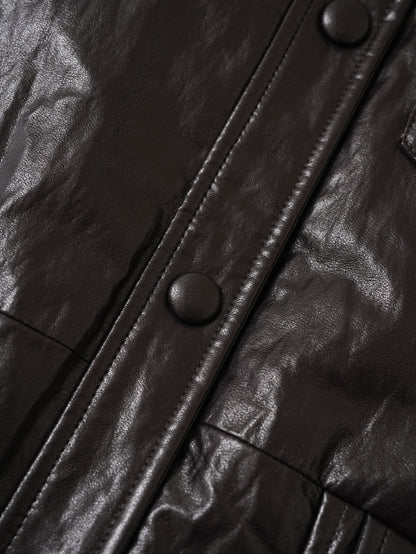 Piumino ecopelle cerata e shearling toscana