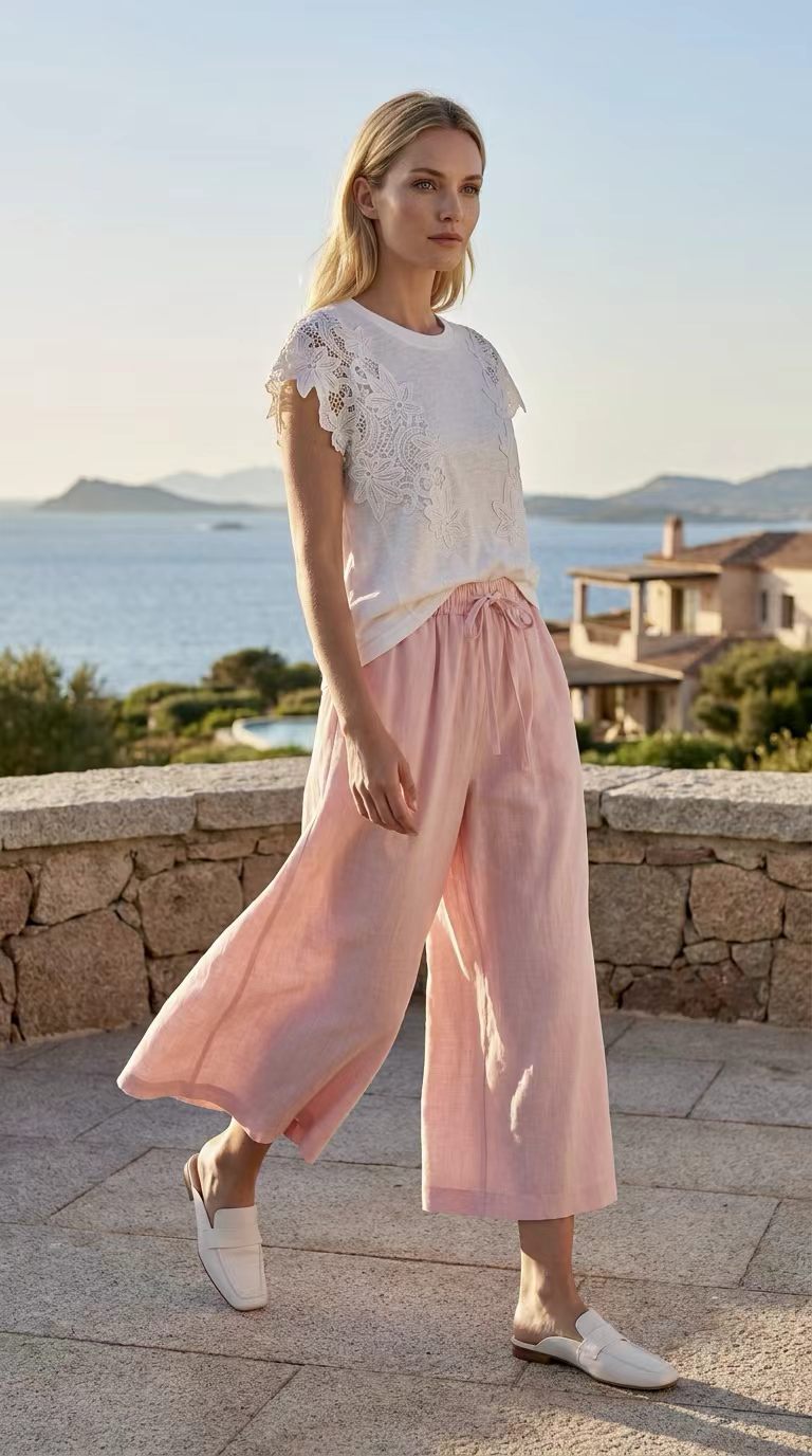 100% Linen · Capri Skirt Pants