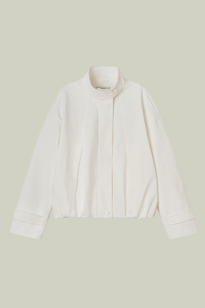  Stand-collar cropped trench jacket