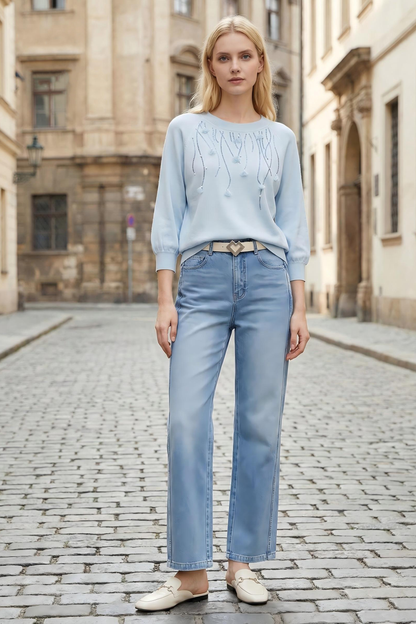Maglia in seta e lino con manica tre quarti