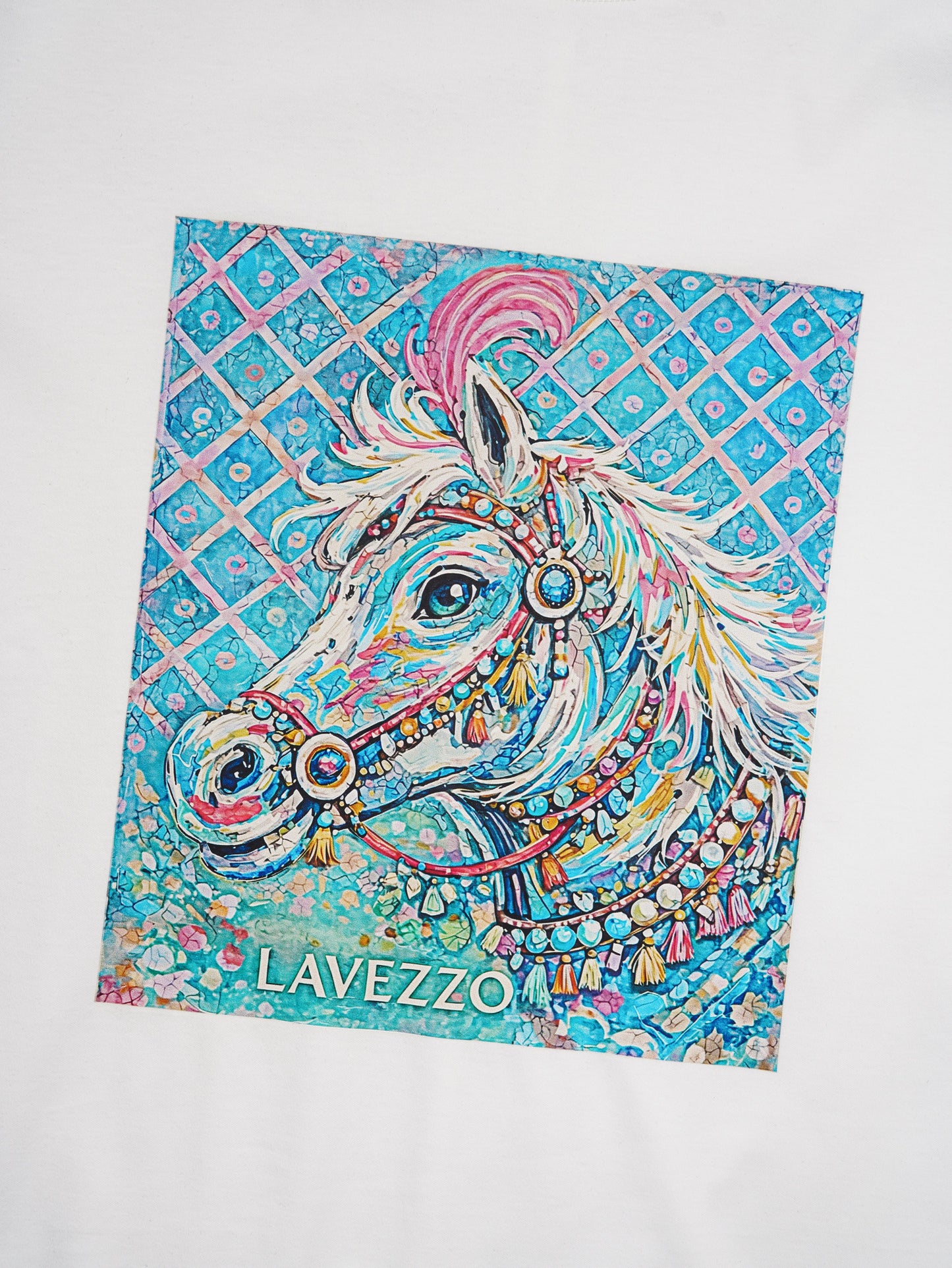 T-shirt in cotone mercerizzato con cavallo acquerello Sardegna
