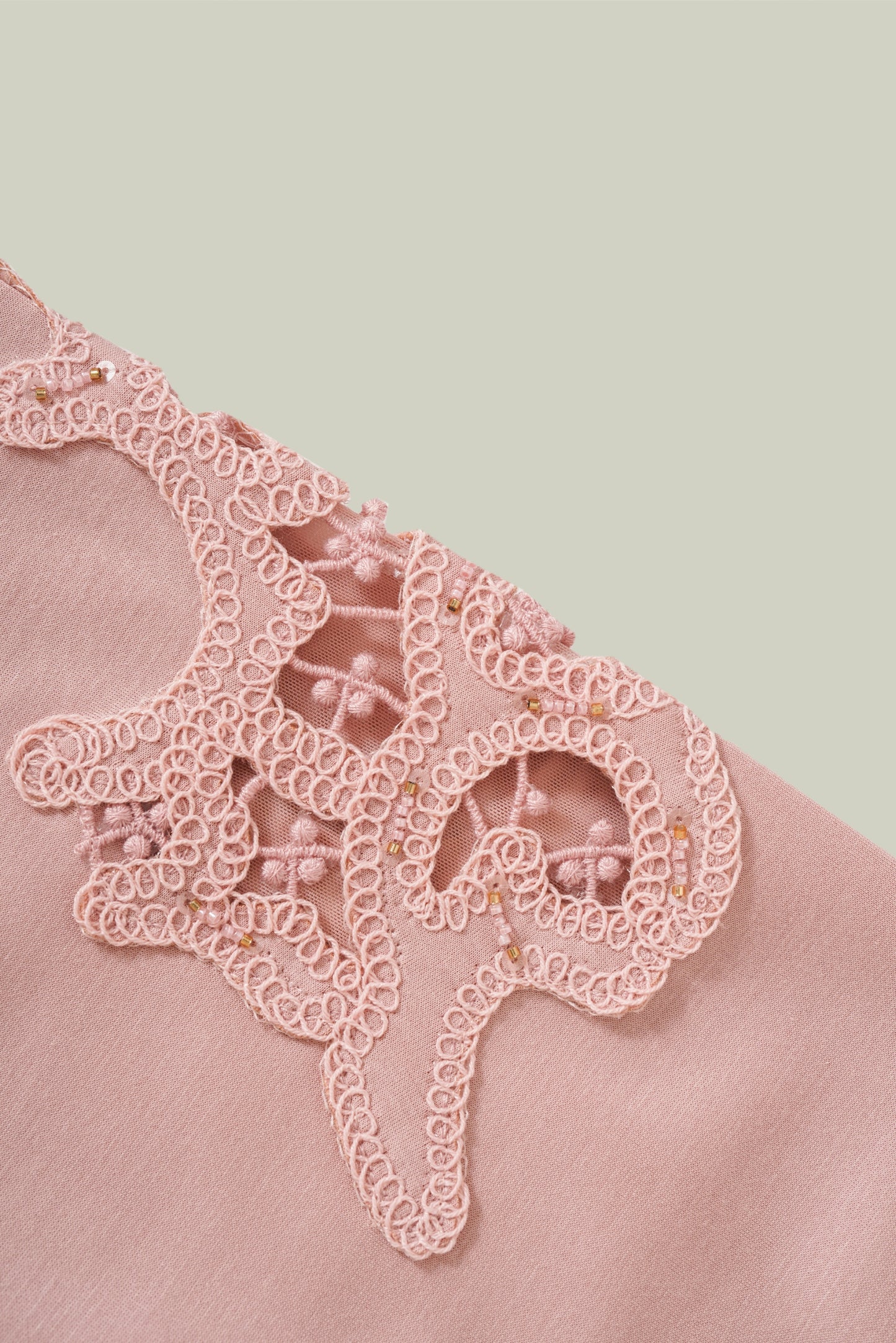 Artisanal lace cuff sweatshirt and straight-leg pants set