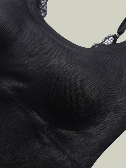 Top intimo in pizzo con micro-plissé testurizzato