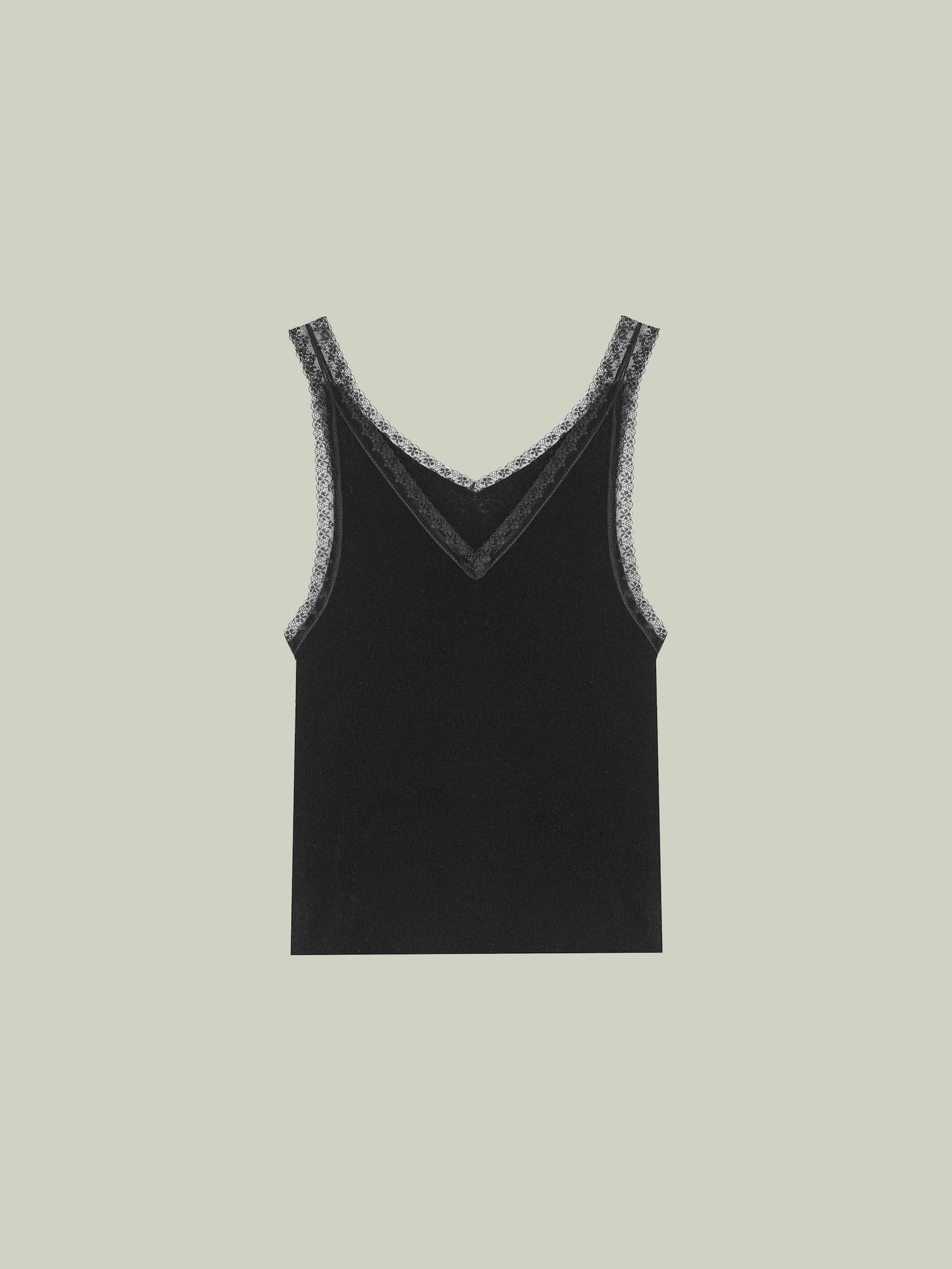  Merino wool lace-trim tank top