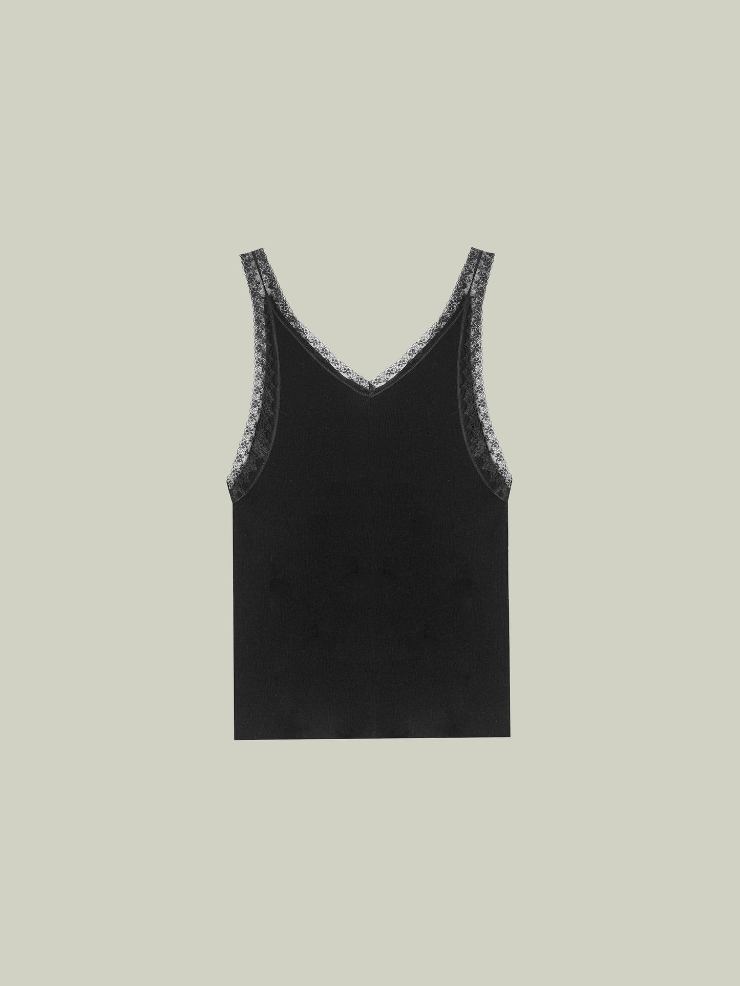  Merino wool lace-trim tank top