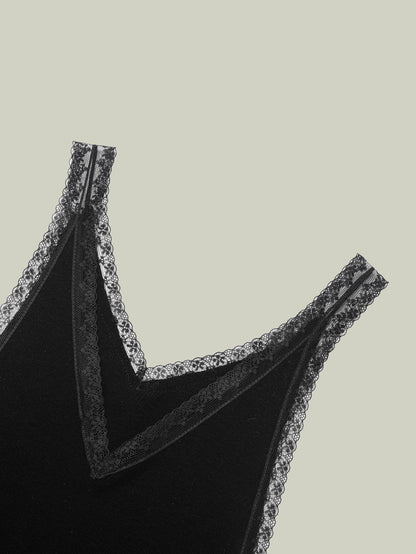  Merino wool lace-trim tank top