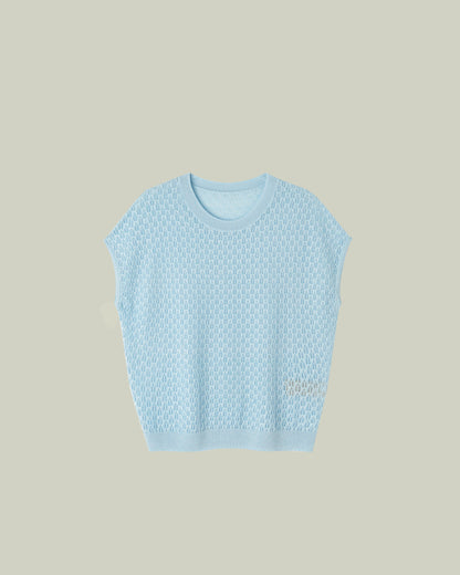 LAVEZZO Top in maglia traforata con micro-luce e manica a cappuccio