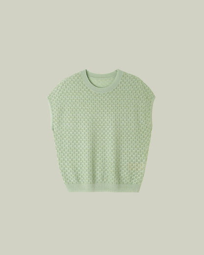 LAVEZZO Top in maglia traforata con micro-luce e manica a cappuccio