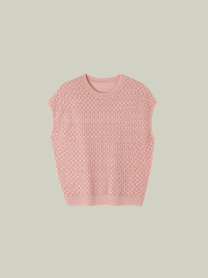 LAVEZZO Top in maglia traforata con micro-luce e manica a cappuccio