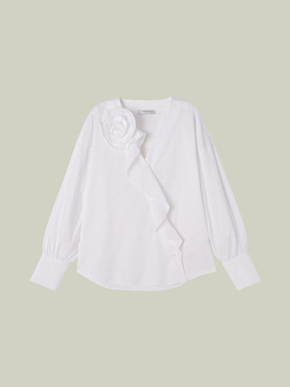 Camicia Rosa Bianca in cotone con scollo a V