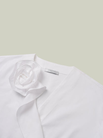 Camicia Rosa Bianca in cotone con scollo a V