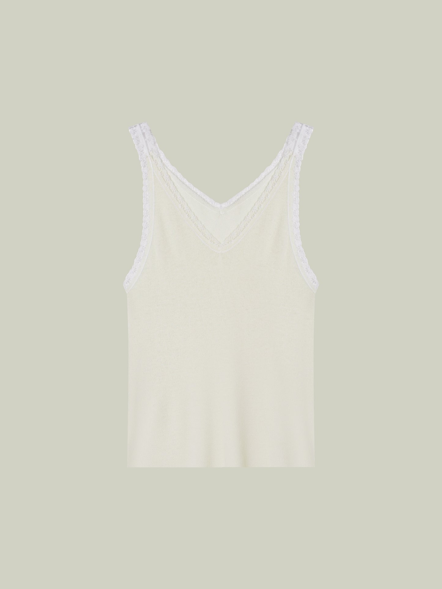  Merino wool lace-trim tank top