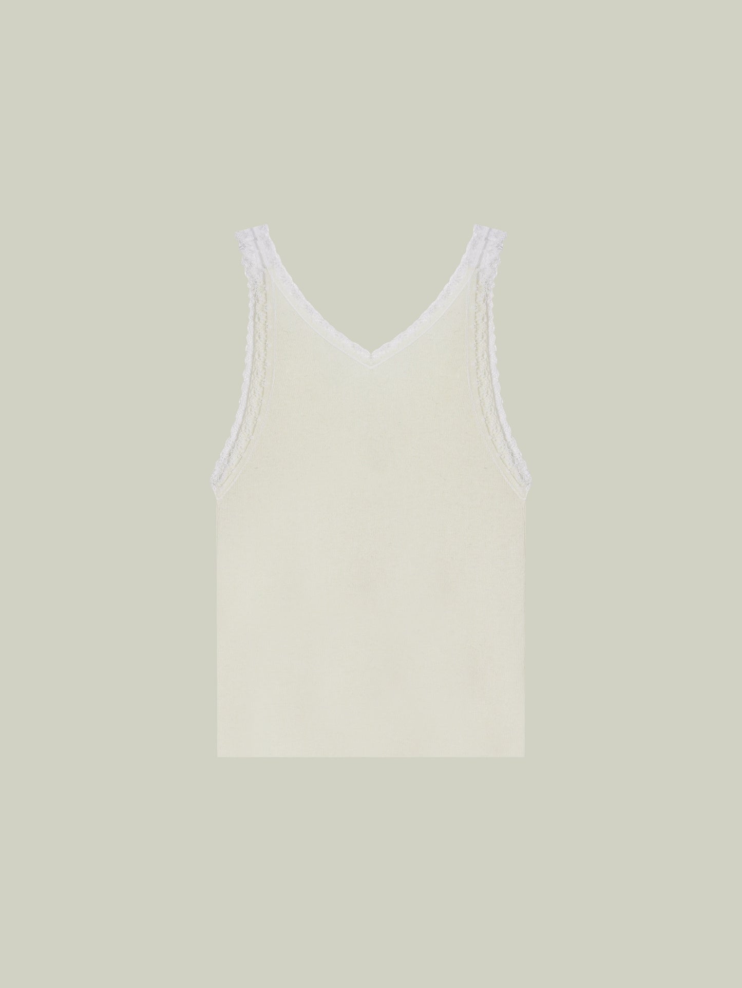  Merino wool lace-trim tank top
