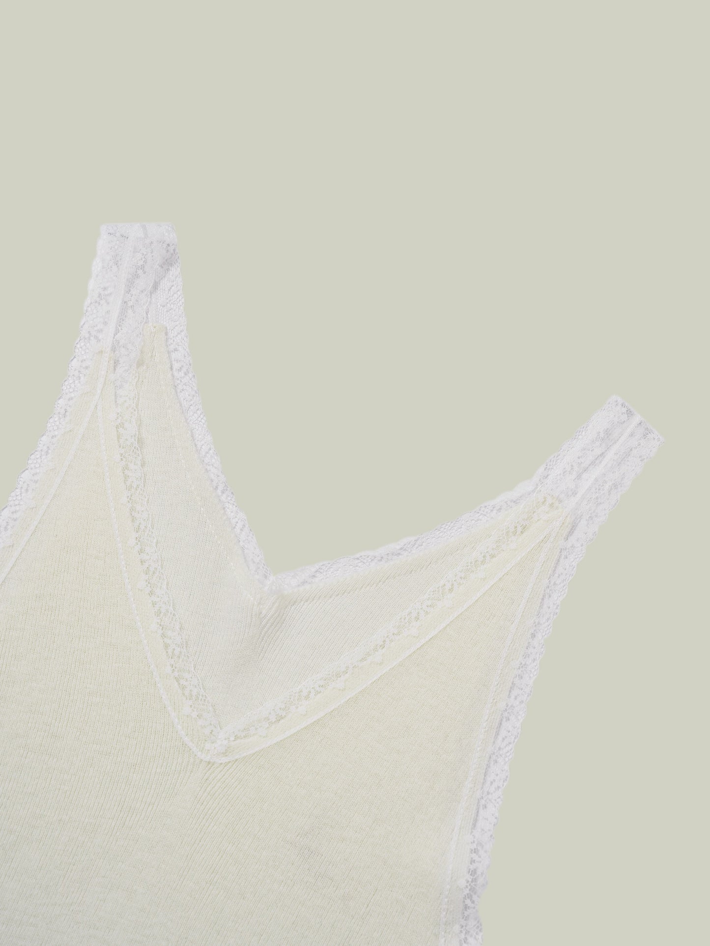  Merino wool lace-trim tank top