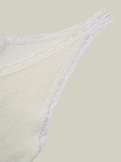  Merino wool lace-trim tank top