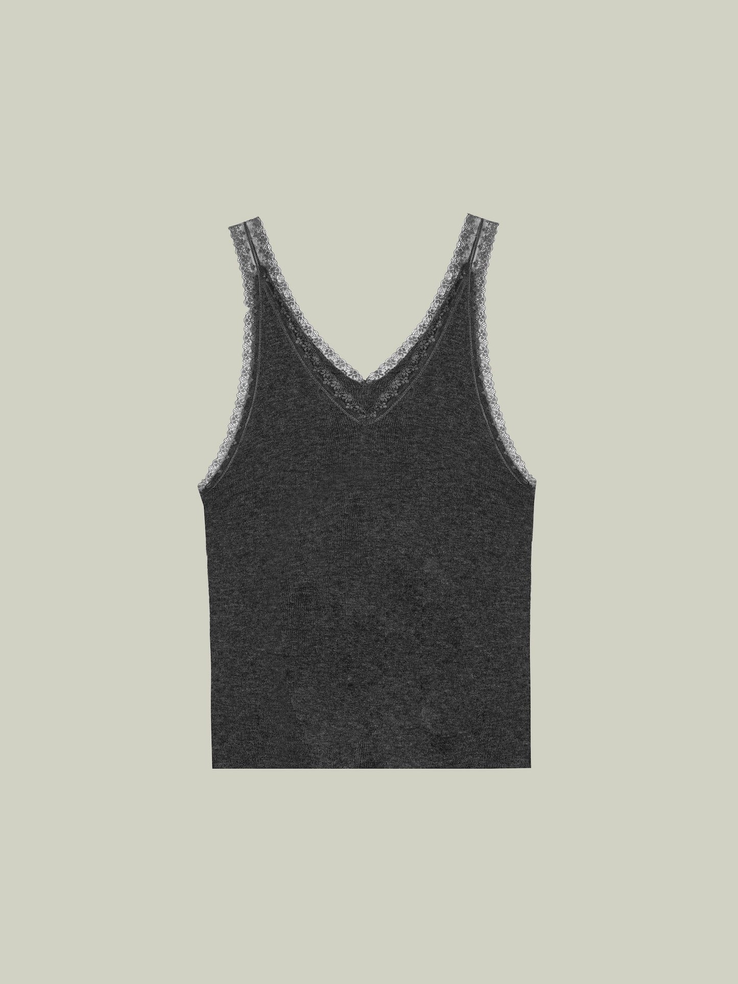  Merino wool lace-trim tank top