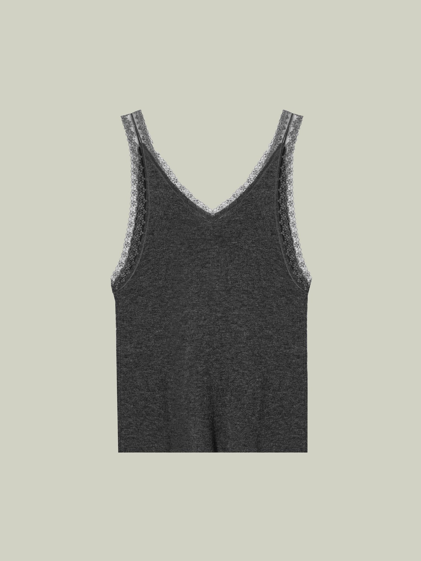  Merino wool lace-trim tank top