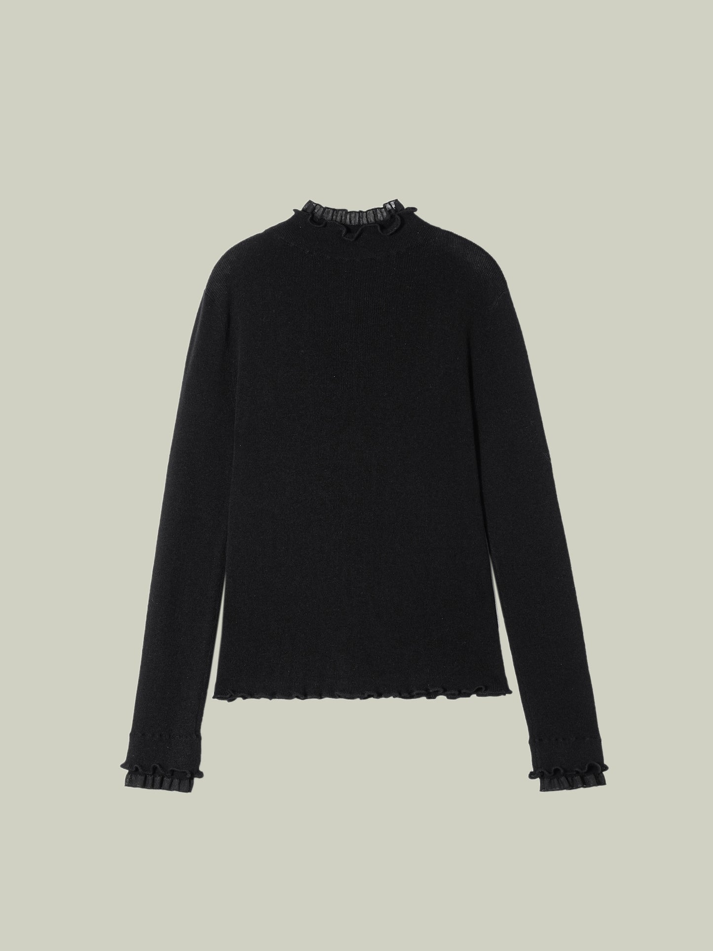 Ruffled-trim floral wool base layer