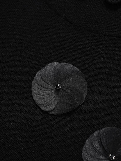 Ruffled-trim floral wool base layer