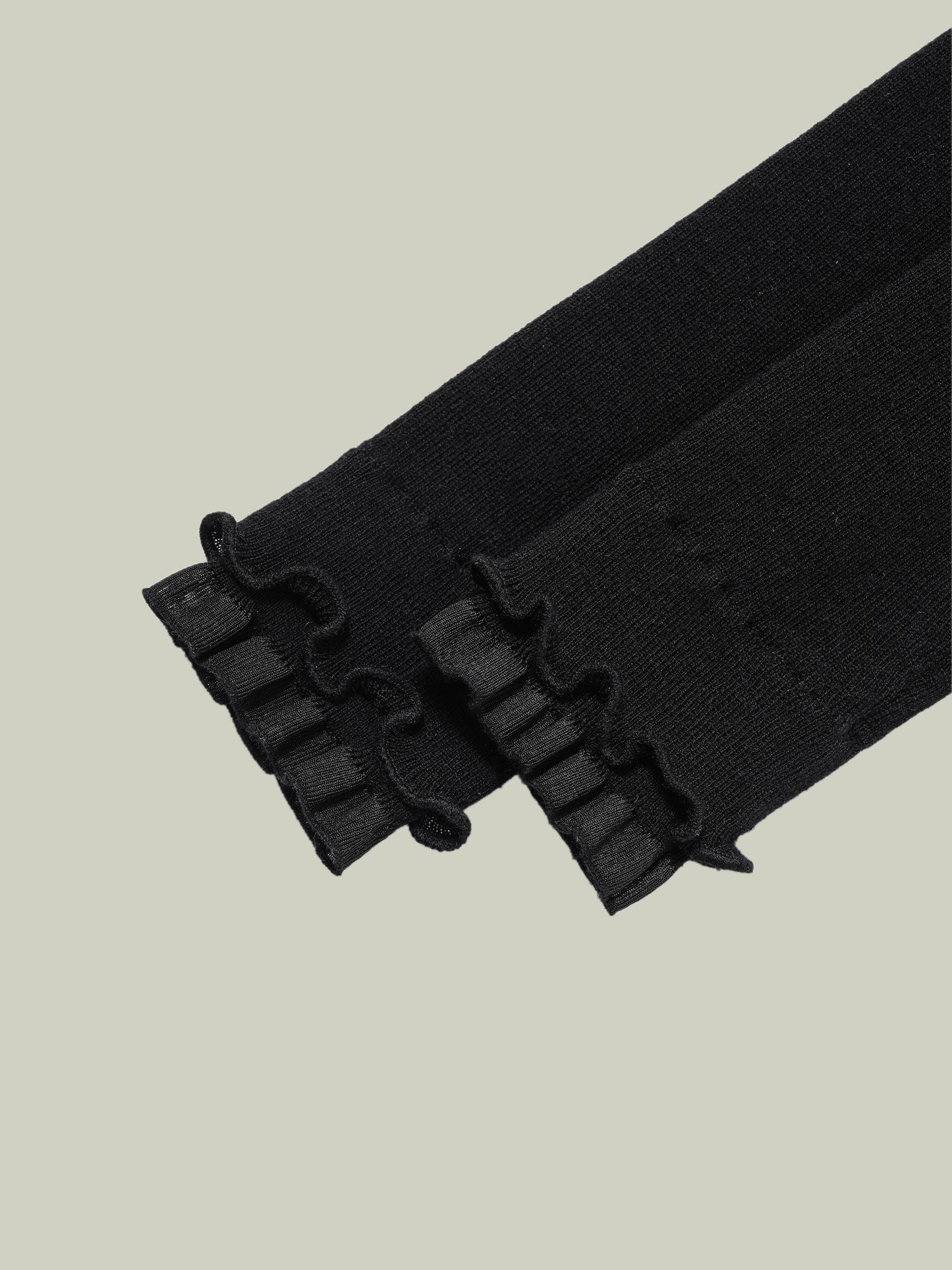 Ruffled-trim floral wool base layer