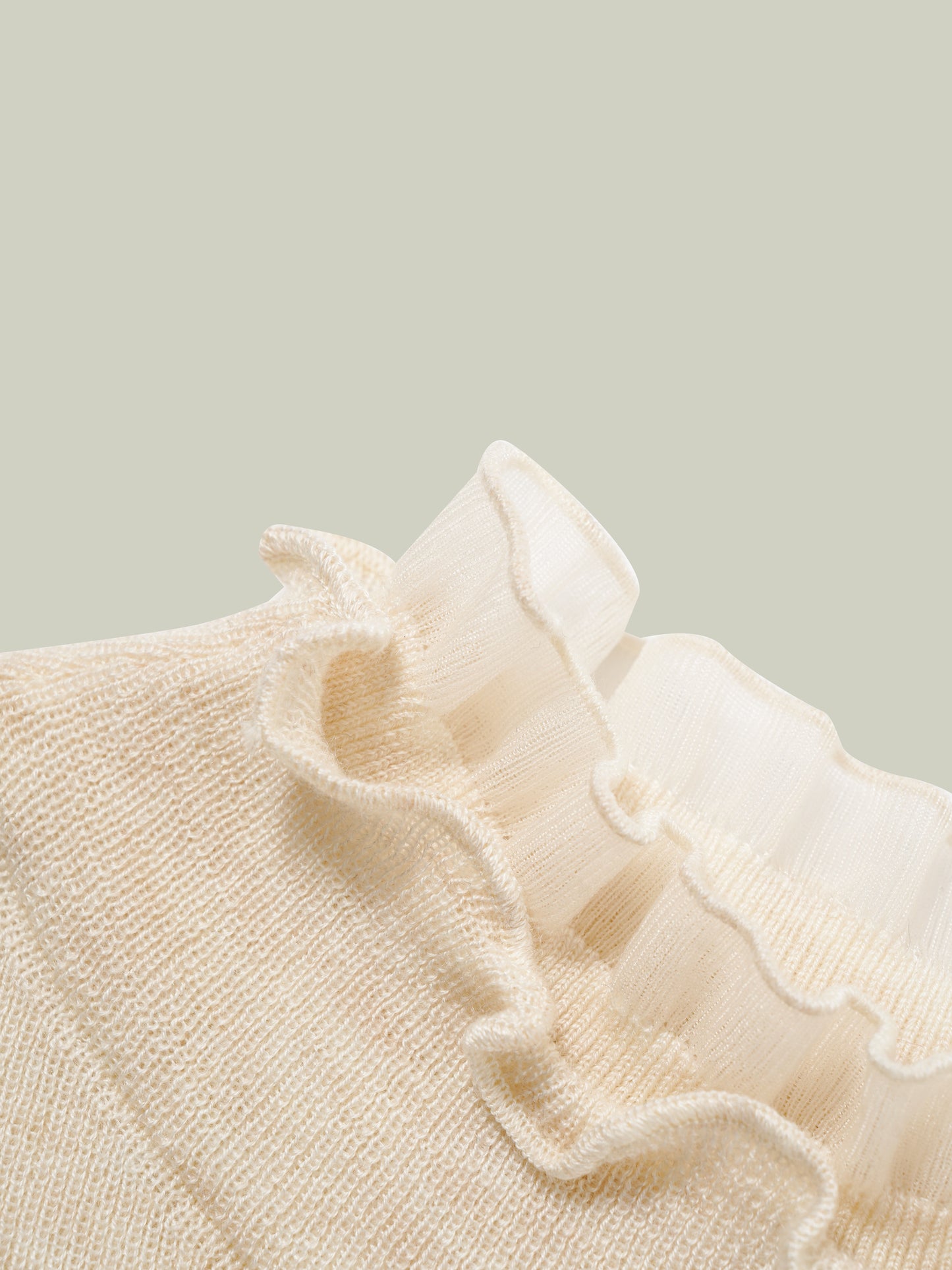 Ruffled-trim floral wool base layer