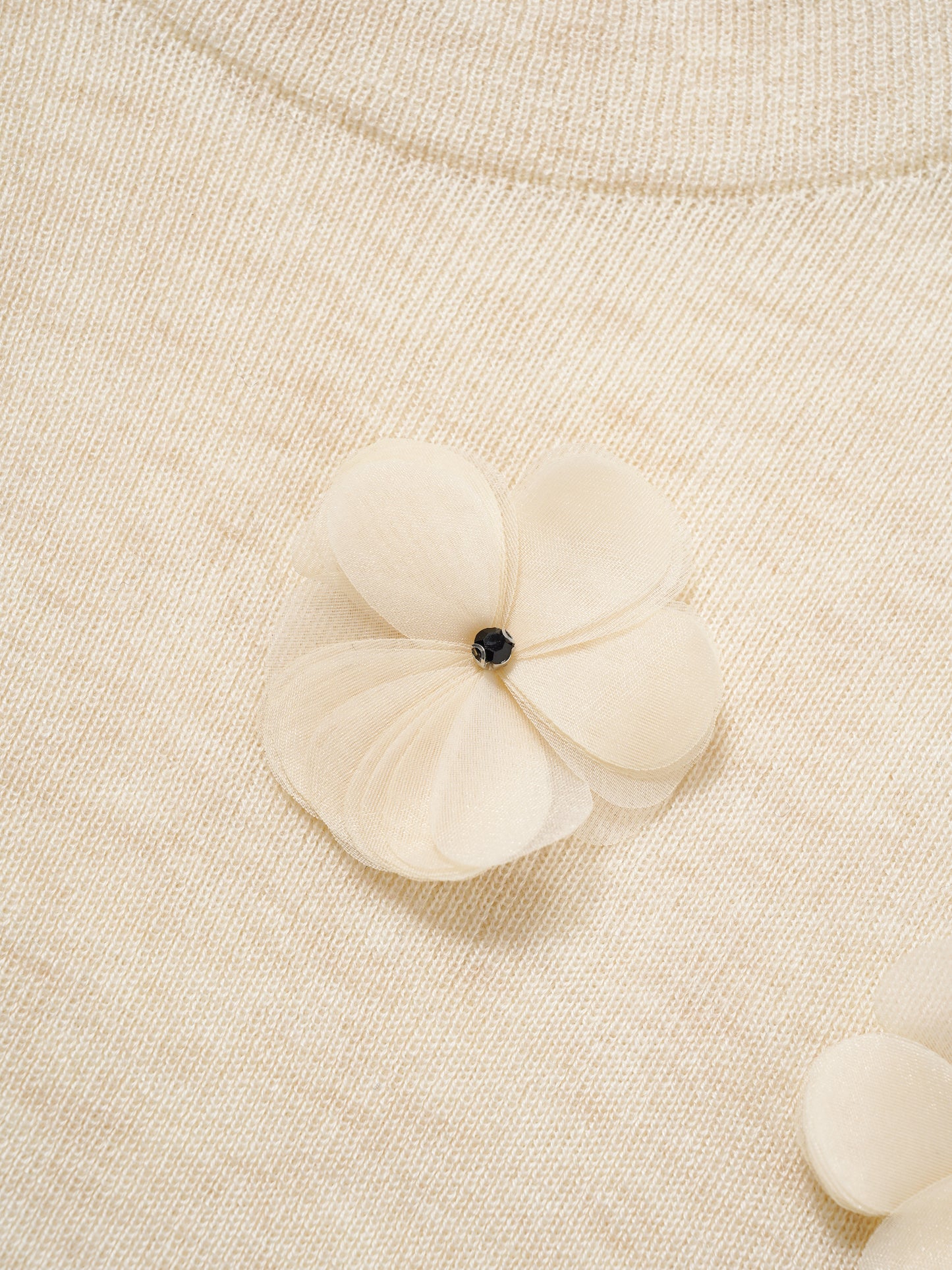 Ruffled-trim floral wool base layer