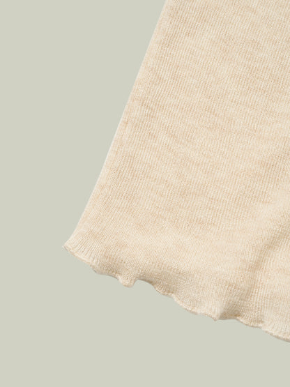 Ruffled-trim floral wool base layer